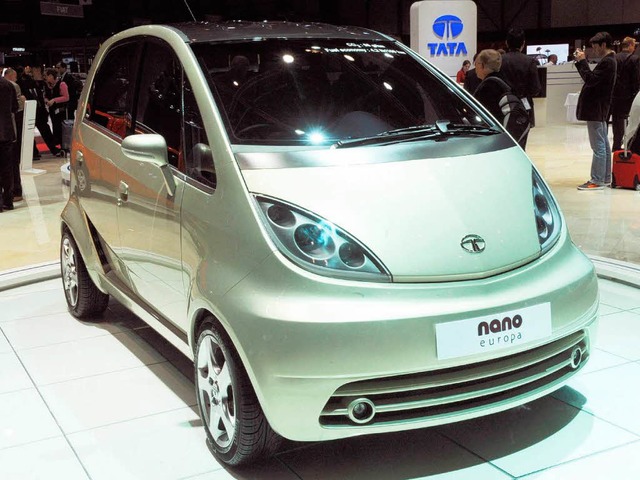Beim Autosalon in Genf wude Anfang Mrz der Tata Nano Europa prsentiert.  | Foto: dpa