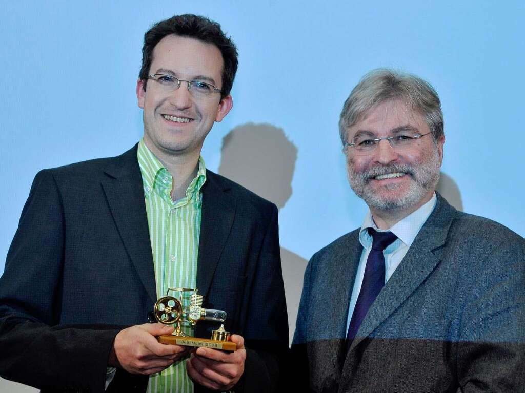 BZ-Chefredakteur Thomas Hauser (re.) mit Yatego-Geschftsfhrer Stephan Peltzer.