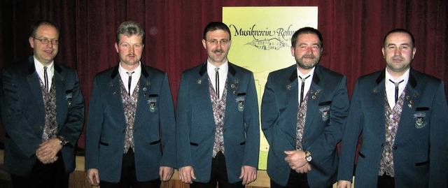 Ehrungen  beim Musikverein  Rohmatt: D...) und Vize Elmar Rmmele (von  links)   | Foto: Gerhard Wiezel