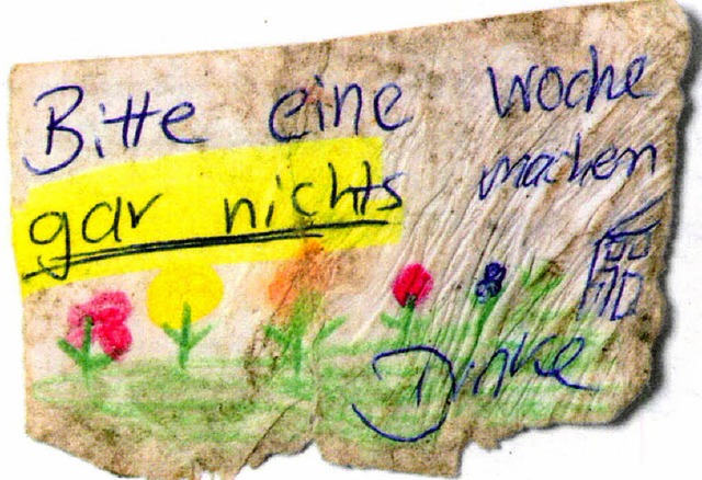Ein Zettel aus Ralf Schlatters Buch gibt Rtsel auf.  | Foto: -