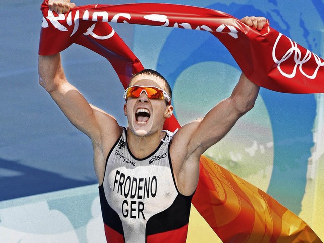 Sein grter Moment: Jan Frodeno in Peking  wird Olympiasieger.  | Foto: dpa