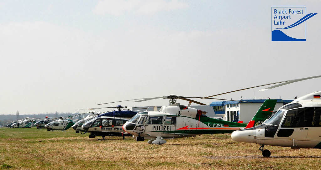 Bundespolizei, Luftraumschutz und Begleitschutz hatten 21 Hubschrauber auf dem Black Forest airport Lahr geparkt