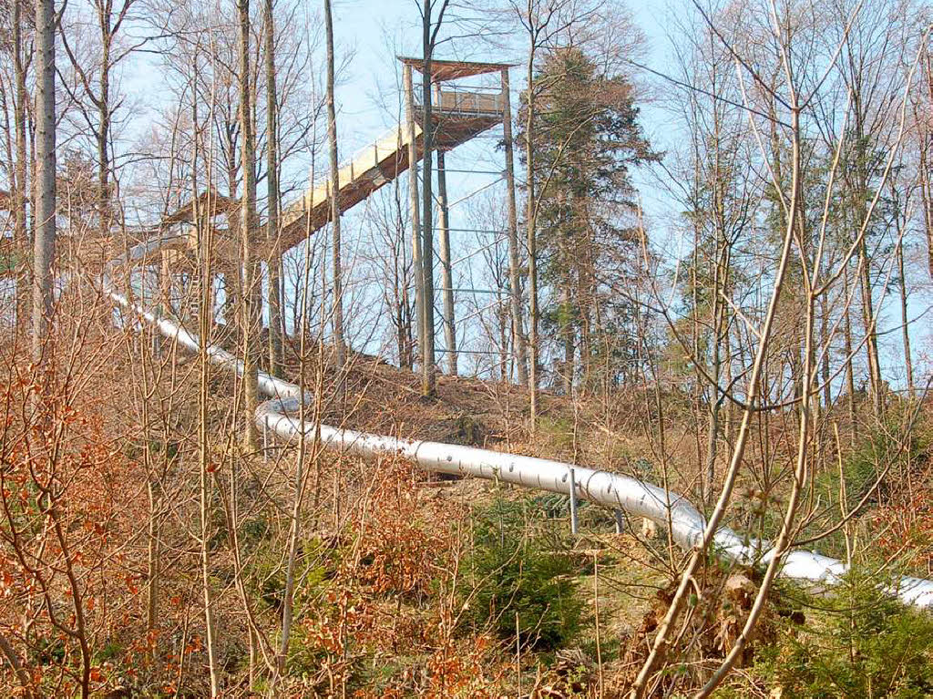 Baumkronenweg: hchste Plattform und Rhrenrutsche