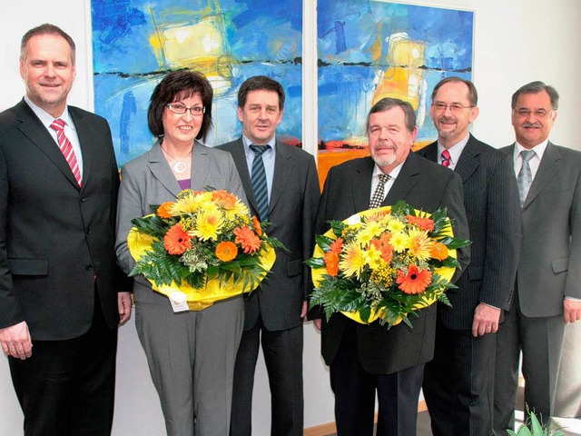 Ehrung bei der Volksbank (von links): ...Lienert, Christian Fix und Albert Ott.  | Foto: Volksbank