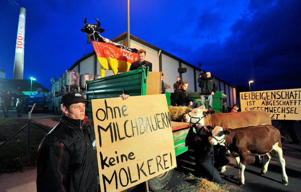 Forderten bei einem Protestmarsch hhere Milchpreise: Bauern in ganz Deutschland.