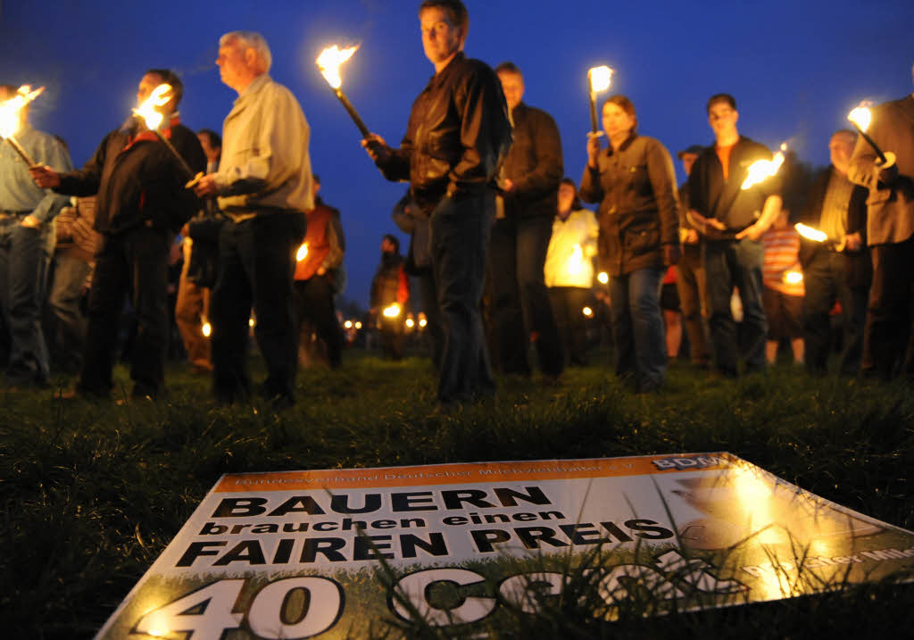 Forderten bei einem Protestmarsch hhere Milchpreise: Bauern in ganz Deutschland.