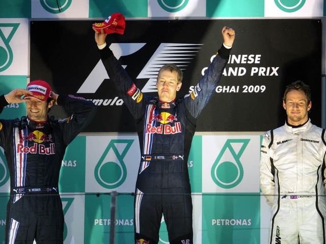 Der Triumphator von Shanghai: Sebastian Vettel.  | Foto: AFP