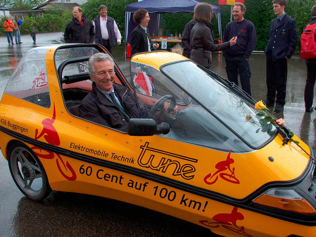 IHK-Prsident Karlhubert Dischinger auf Testfahrt.