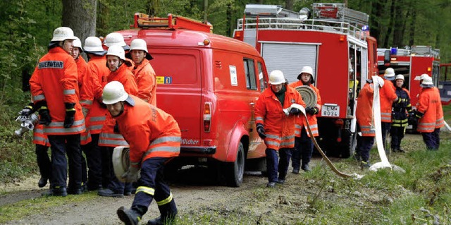 &#8222;Wasser marsch&#8220; hie es be...dbrandbung in der Allmend bei Reute.   | Foto: Pia Grttinger