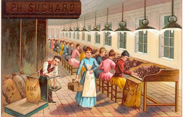 Schokoladenproduktion bei Suchard in Lrrach um 1900  | Foto: BZ
