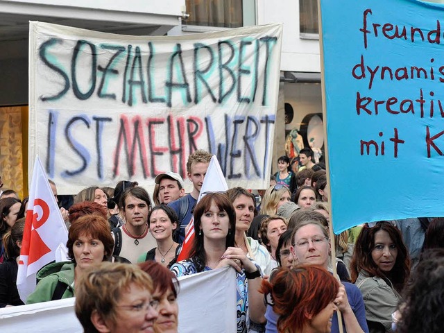 Demo auf dem Freiburger Kartoffelmarkt  | Foto: Ingo Schneider