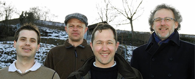 Vier junge Breisgauer Winzer ziehen an...in Frey, Elmar Lehmann und Odin  Bauer  | Foto: PRIVAT