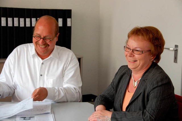 Hannelore Reinbold-Mench beim Gesprch mit BZ-Redaktionsleiter Gerhard Walser.  | Foto: Pia Grttinger