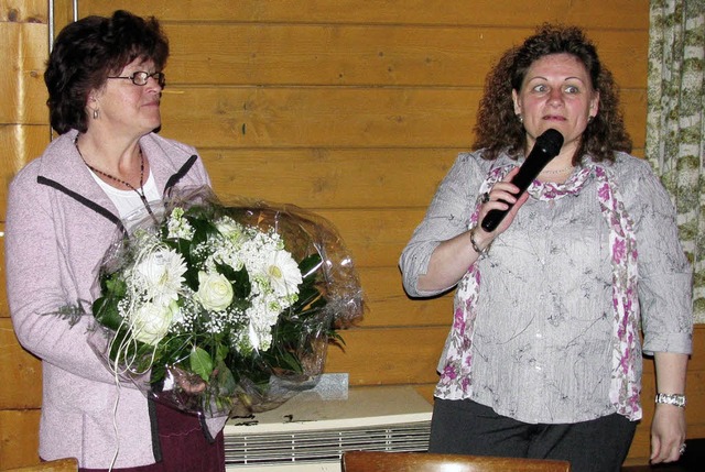 Helga Bhler (links) wurde fr langjh...en von Gabriele Kaiser-Bhler geehrt.   | Foto: Erika Dietrich