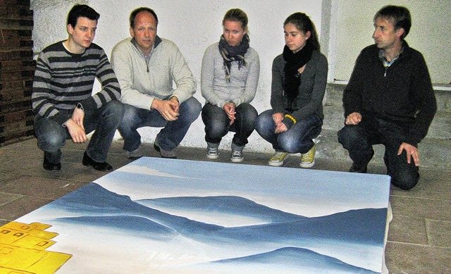 Diese stilisierte biblische Landschaft...li, Silvana Stoll und Bernhard Ngele.  | Foto: Anne freyer