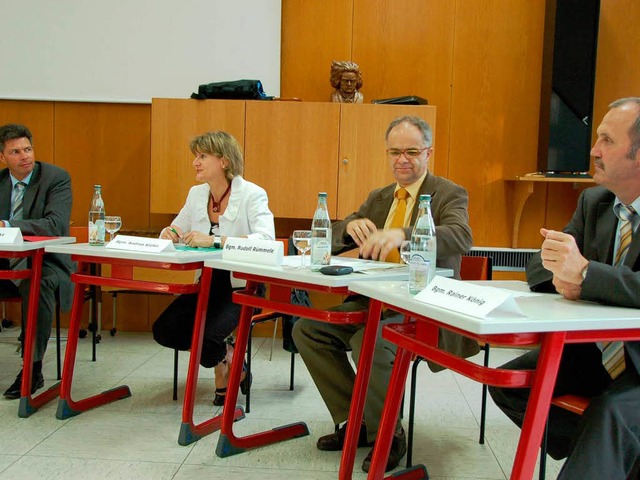 Mit Brgermeisterin Andrea Kiefer und ...le und Knig diskutierten junge Leute.  | Foto: Kathrin Blum