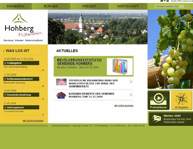 Der neue Internetauftritt der Gemeinde Hohberg   | Foto: BZ