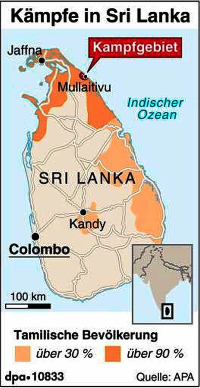 Informationskarte ber die Kmpfe in Sri Lanka  | Foto: dpa