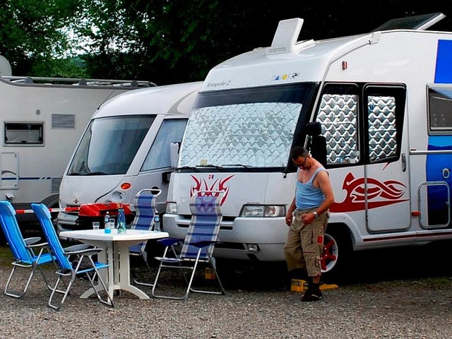 Reisemobile auf dem Bad Sckinger Stellplatz &#8222;Am Rheinufer&#8220;.  | Foto: Susan Bersem