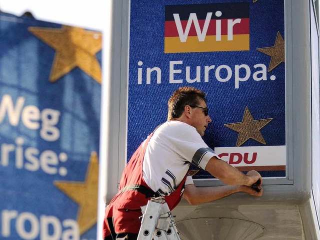 Wahlwerbung der CDU fr die Europawahl.  | Foto: dpa