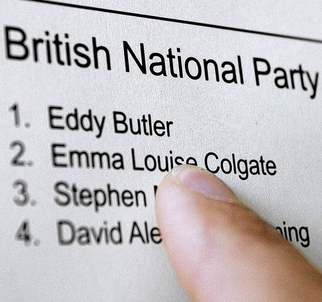 BNP-Kandidaten auf einem Wahlzettel fr die Europawahl   | Foto: AFP
