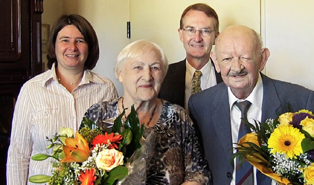 Diamantene Hochzeit beim Ehepaar Ursel...g und Brgermeister Ekkehart Meroth.    | Foto: SUSANNE MLLER