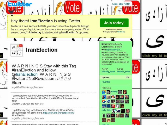 Screenshot von www.twitter.com/iranelection  | Foto: -