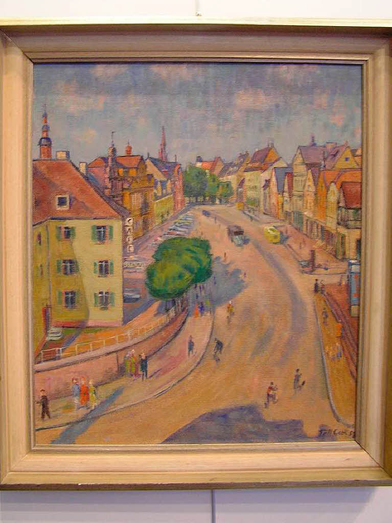 Der Offenburger Stadtbuckel in den 50er-Jahren, gemalt von Till Geck, ist ein Geschenk an Lons. 