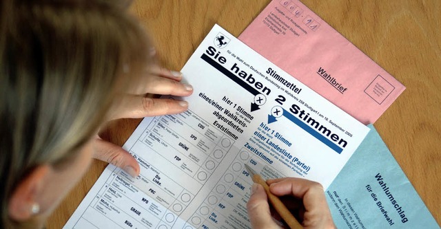 Alle vier Jahre wieder: Bei der Bundestagswahl haben die Whler zwei Stimmen.   | Foto: dpa