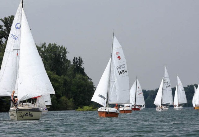 Ganz schn eng ging es bei der Regatta...eisacher Segelclubs auf dem Rhein zu.   | Foto: privat