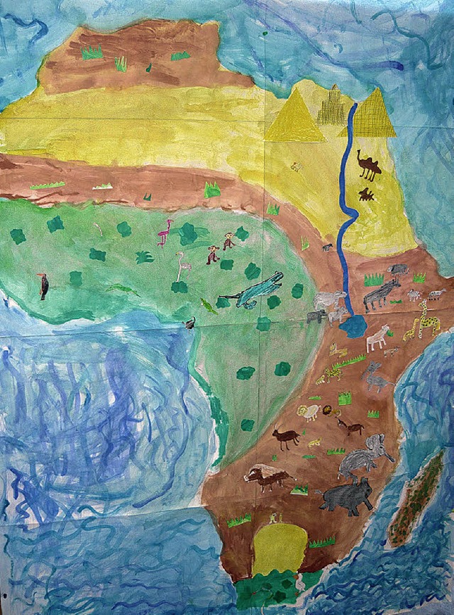 Eine Karte von Afrika, gemalt von den Kindern.   | Foto: A. Mutz