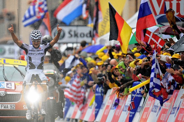 Siegesfahrt  im Regen: Heinrich Haussler siegt in Colmar.   | Foto: afp