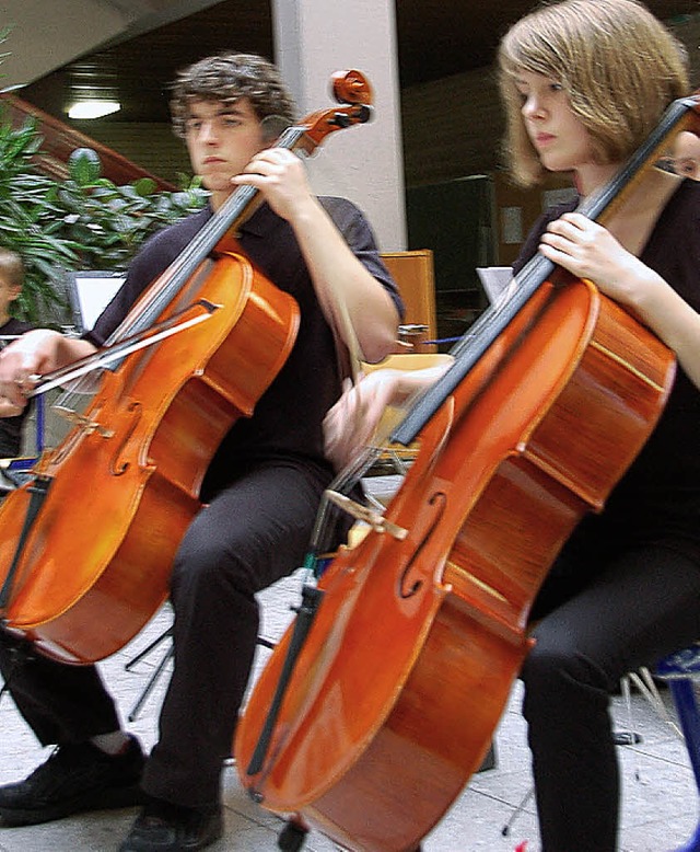 Das Streichorchester  der Musikschule ...  Programm im Lichthof des  Gymnasium.  | Foto: Patricia Hartmann