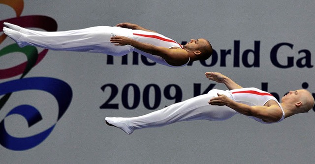 Trampolin-Synchronspringen ist eine der Disziplinen in Taiwan.   | Foto: afp