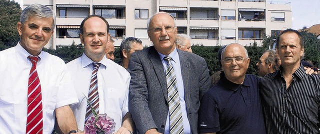 Auch sie  feierten das Jubilum der Te...orsitzender Ulrich Lnge (von links).   | Foto: Dehmel