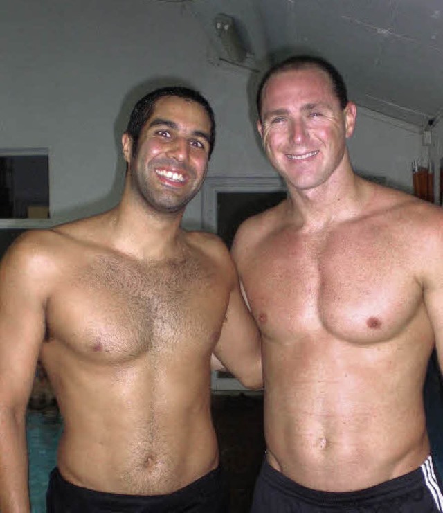 Ben Shlomo (links) mit Olympiasieger J...elfinger Schwimmer im Vorlauf schwamm.  | Foto: Claudia Warth