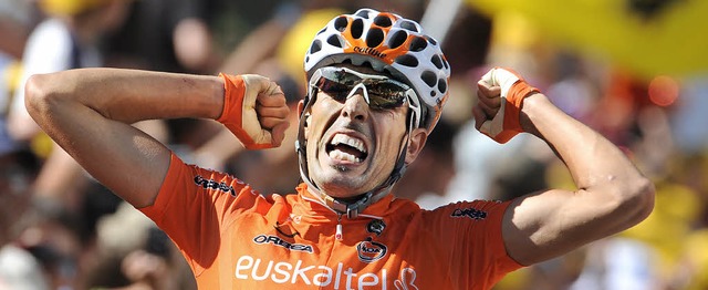 Mikel Astarloza, hier beim Gewinn der 16. Tour-Etappe vor elf Tagen    | Foto: AFP