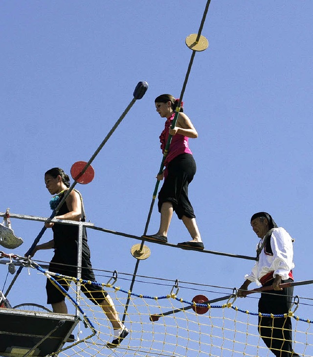 Bei der Hochseilnummer reckten die Zuschauer die Kpfe.   | Foto: Heidi Fssel