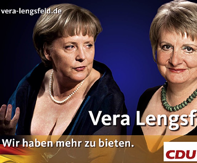 Doppelpack: Vera Lengsfeld (rechts) auf ihrem  Plakat  | Foto: CDU