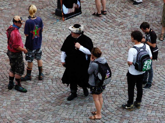 In der Runde der Gegendemonstranten  a... auch Nachtwchter Hans-Martin Vgtle.  | Foto: Sarah Nagel