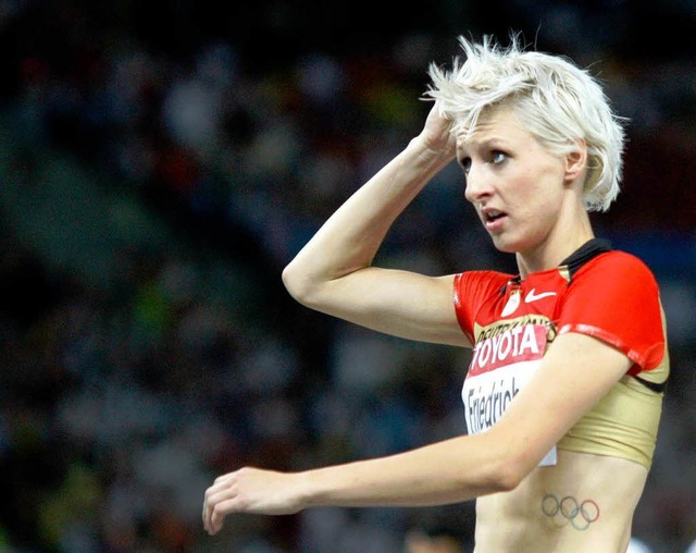 Ariane Friedrich aus Deutschland holte...prung Bronze statt dem erhofften Gold.  | Foto: dpa