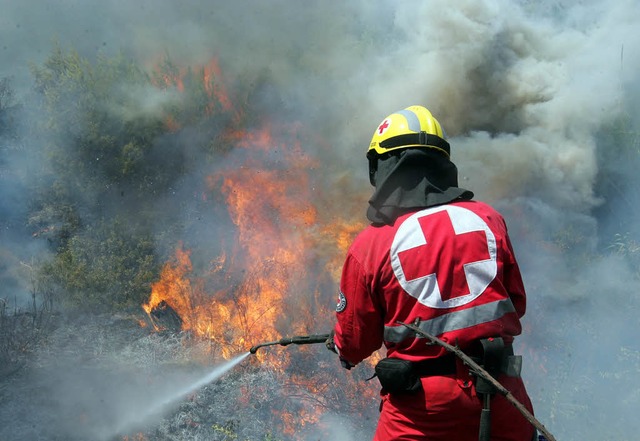 Flammen, Flammen, Flammen: Die Helfer ...gen die vielfach lodernden Waldbrnde.  | Foto: dpa