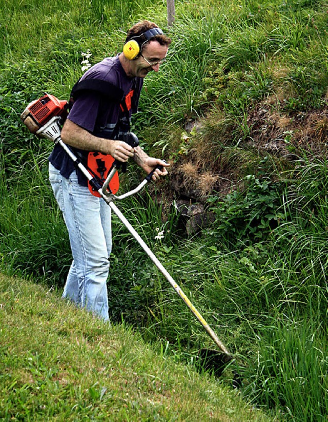 <Bildtext>Roland  Knpfle demonstriert... einem Graben am Donishof.</Bildtext>   | Foto: E.Korinth