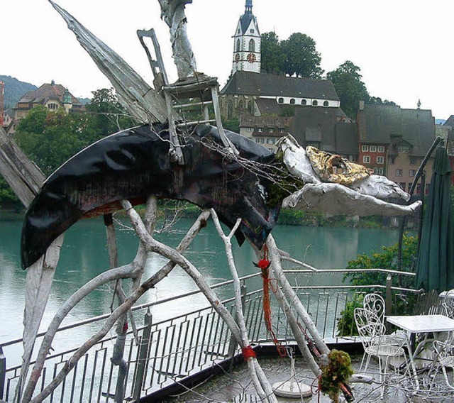 Ungewhnliche Fisch-Installationen zei... Freien und in der Kunstwerksta(d)tt.   | Foto: Roswitha FREY