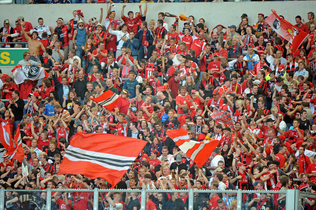 Der Fanblock des SC Freiburg.