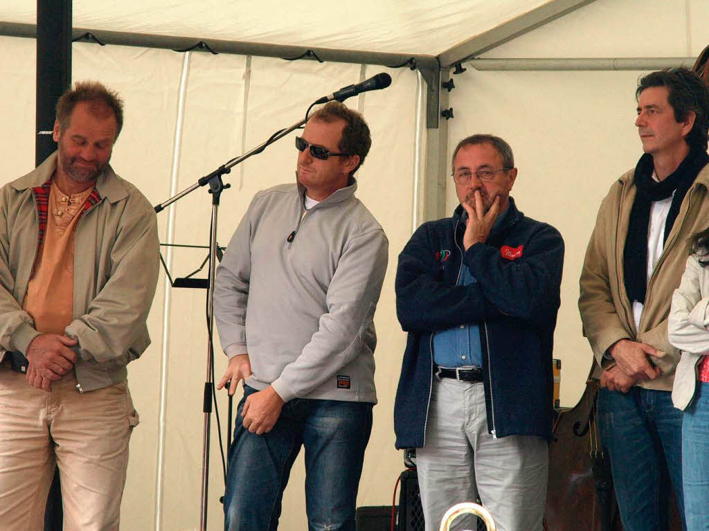 Bei der Vorstellung auf der Bhne (von links): Ton Kalle aus den Niederlanden, Paolo Vivian und Pepi Pescollderungg aus Italien sowie Jean-Claude Escoulin aus Frankreich