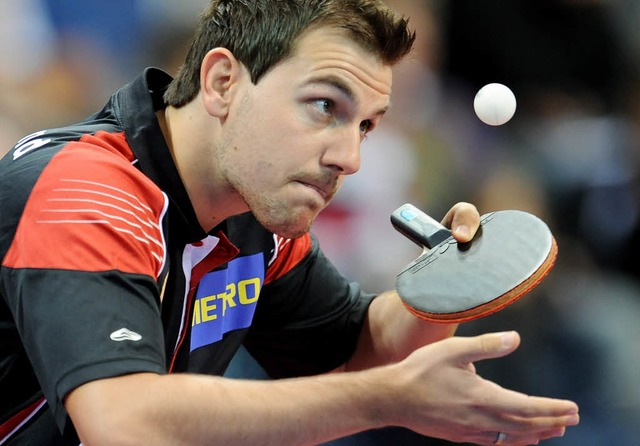 Nervs, aber trotzdem stark: Timo Boll...tuttgart  das Viertelfinale erreicht.   | Foto: DPA