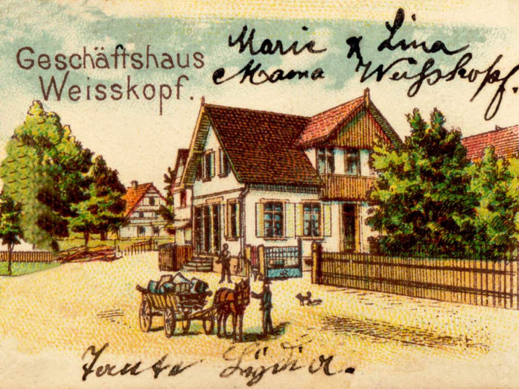 Postkarte Geschftshaus Weisskopf am  Werderplatz 4