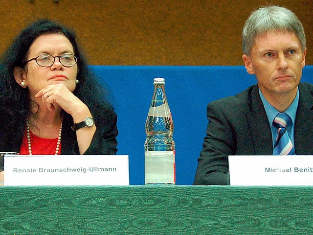 Die Kandidaten: Renate Braunschweig-Ullmann und Brgermeister Michael Benitz  | Foto: Markus Donner