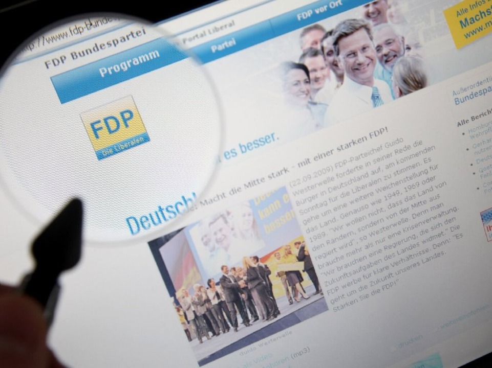 Mit klassischem Web-design kommt die FDP daher.  | Foto: dpa